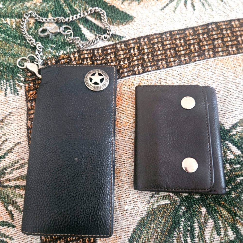 Leather Biker Wallet With Chain Great Shape By ROCK STAR Concho